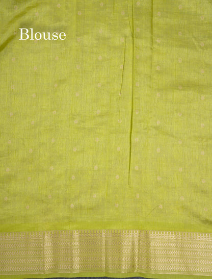 Light Sandal Semi Tussar Saree With Contrast Parrot Green Border