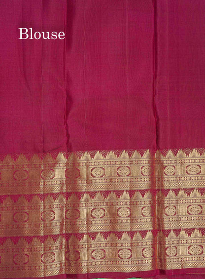 Pure Kanjivaram Silk Saree - Rexona Green Colour Body With Traditional Evening Morning Border