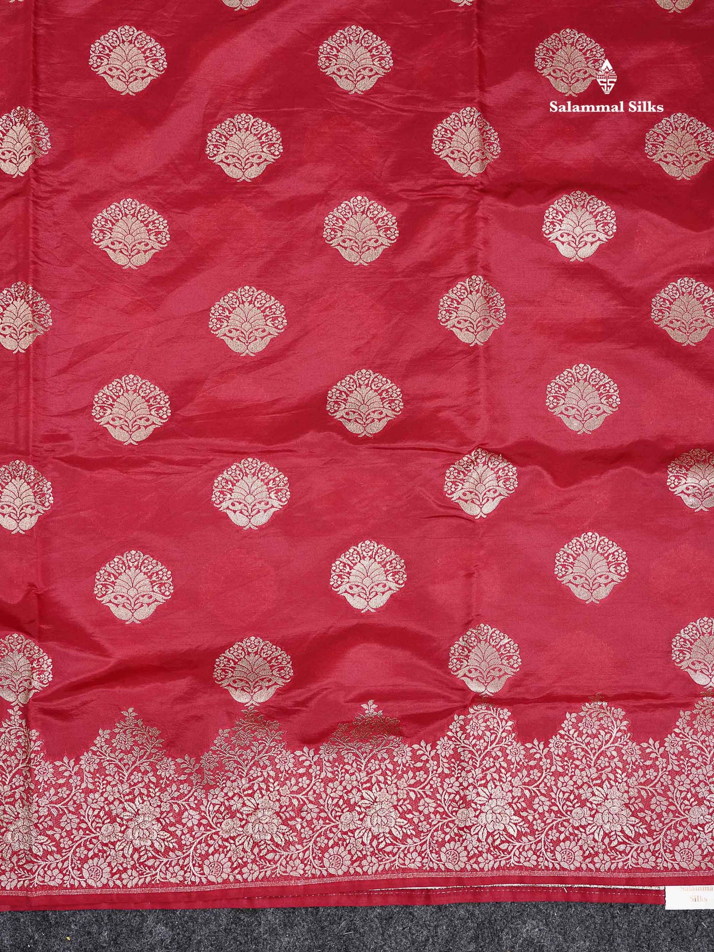 Semi Raw Silk -  Maroon Butta With Fancy Border