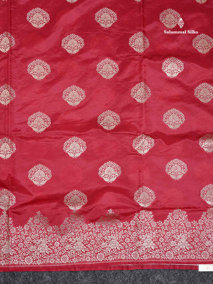 Semi Raw Silk -  Maroon Butta With Fancy Border