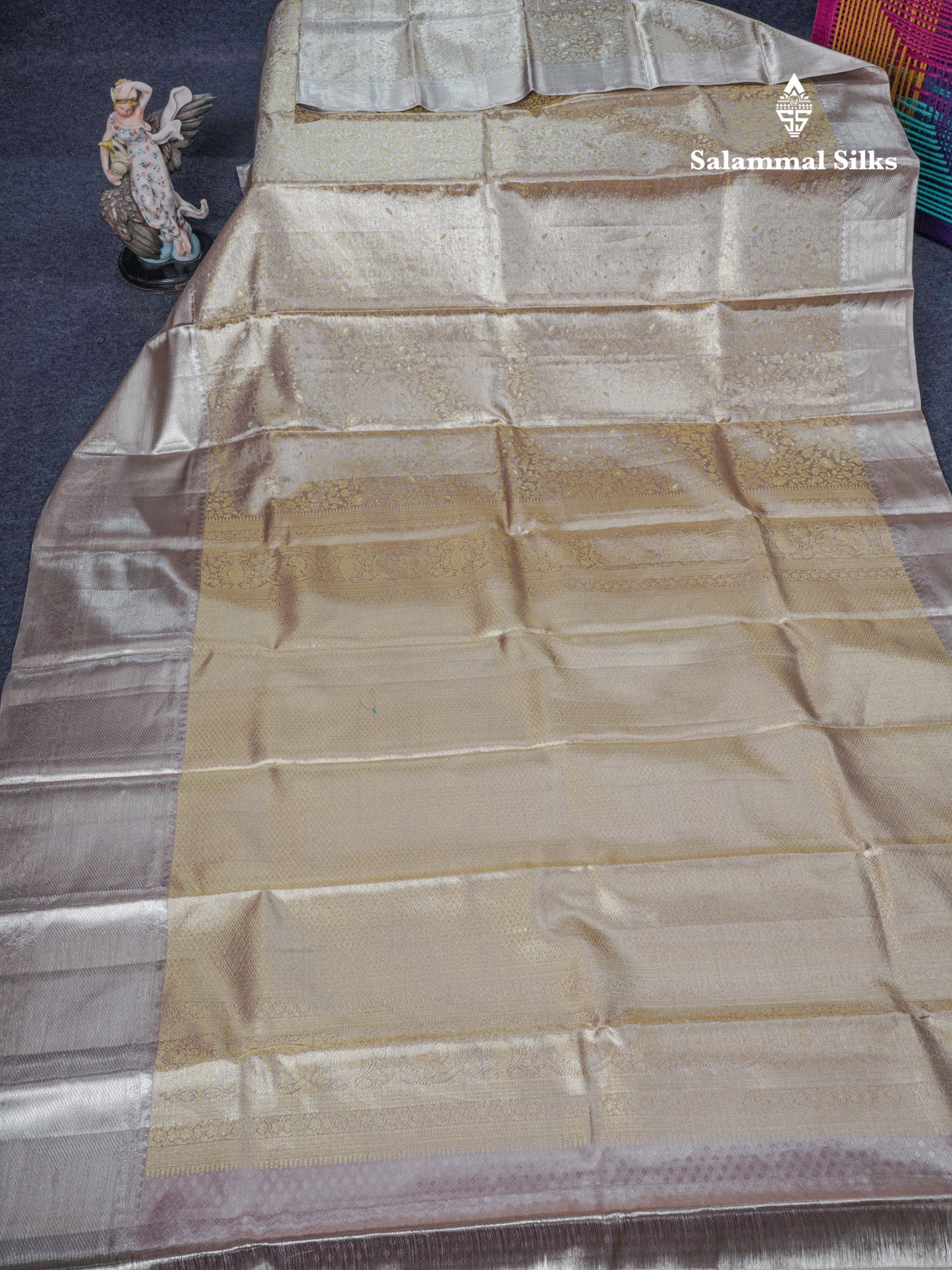 Light Lavender Tissue Bridal Pure Kanjivaram Silk Saree With Blouse