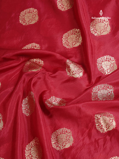 Semi Raw Silk -  Maroon Butta With Fancy Border
