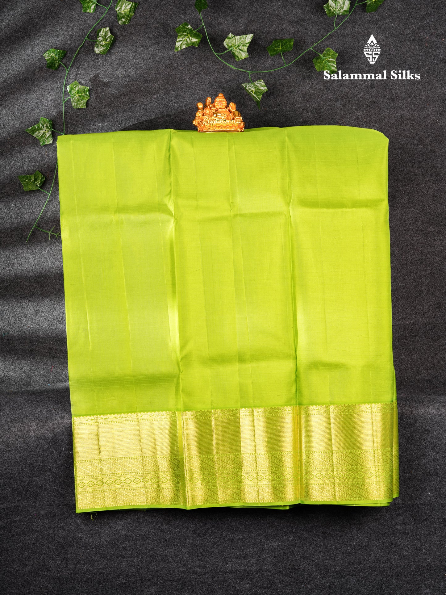 Pure Silk Pattu Pavadai ( Royal Blue ) With Parrot Green Blouse  44"