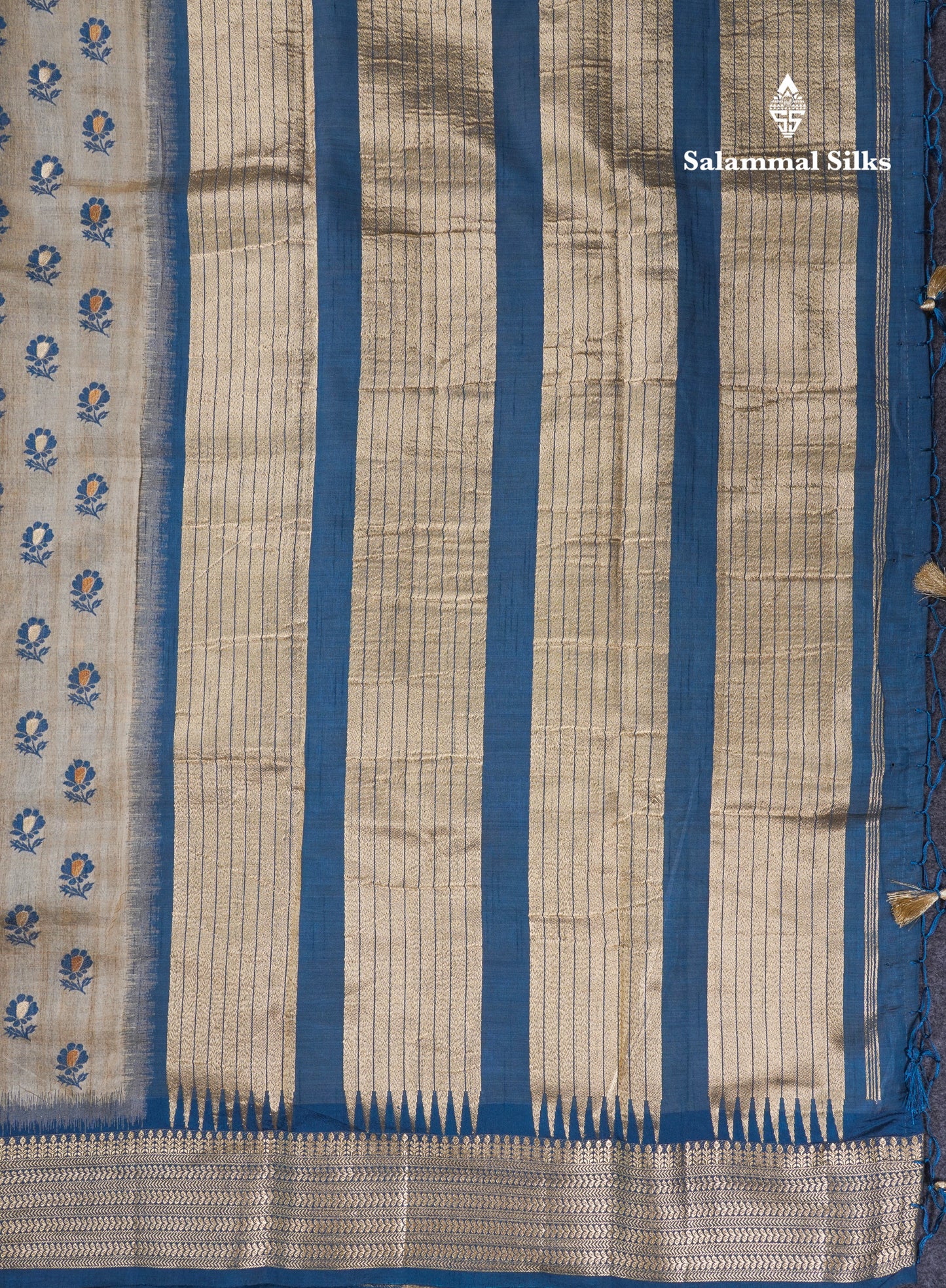 Light Chocolate Colour Semi Tussar Saree With Contrast Yellow Border