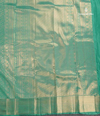 Bridal Semi Silk Saree - Sapphire Green Colour Body With Traditional Border