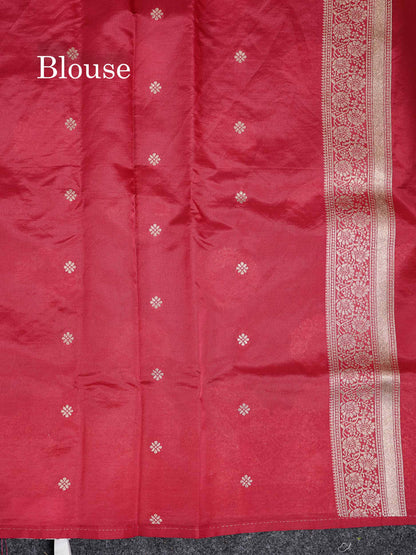 Semi Raw Silk -  Maroon Butta With Fancy Border