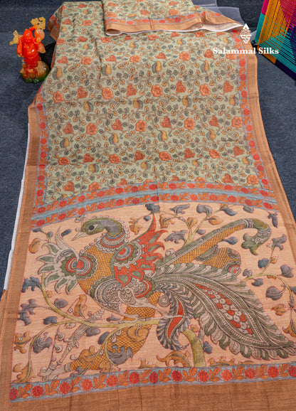 Beautiful Grey Fancy Kota Mix Tissue Saree With Contrast Elaichi Green Blouse