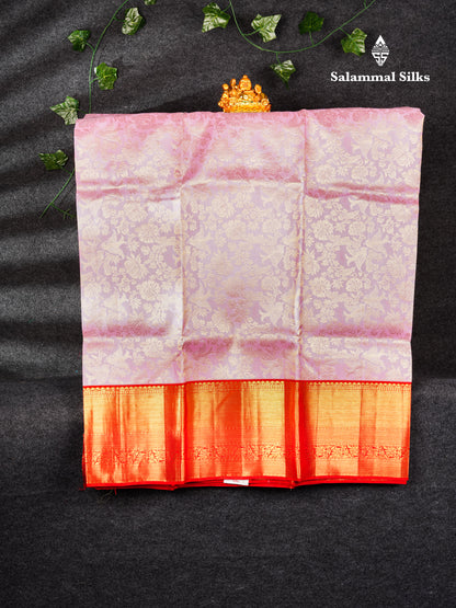 Pure Silk Pattu Pavadai ( Light Pink ) With Maroon Blouse 44"