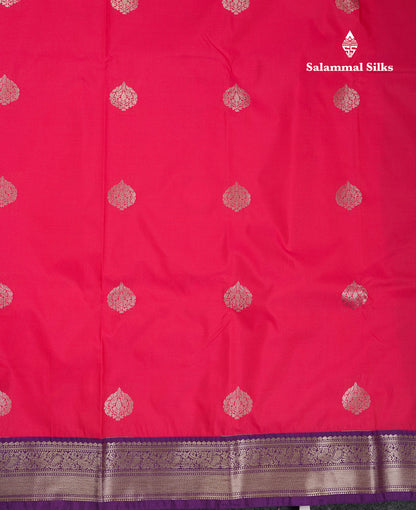 Beautiful Cream Sandal Semi Silk Saree With Contrast Dark Purple Traditional Medium Border