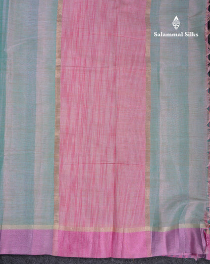 Beautiful Sea Blue Semi Tussar Fancy Saree With Contrast Sky Blue Border