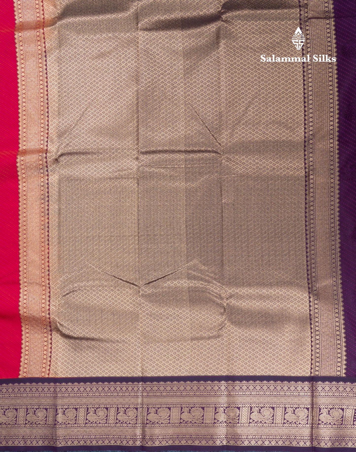Dual Tone Pink Semi Silk Saree With Contrast Dark Violet Traditional Border