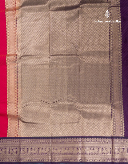 Dual Tone Pink Semi Silk Saree With Contrast Dark Violet Traditional Border