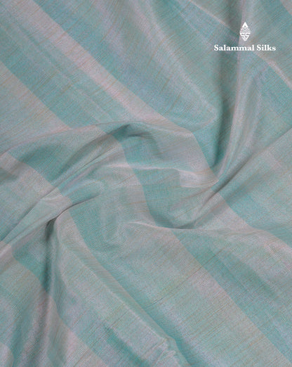 Beautiful Sea Blue Semi Tussar Fancy Saree With Contrast Sky Blue Border
