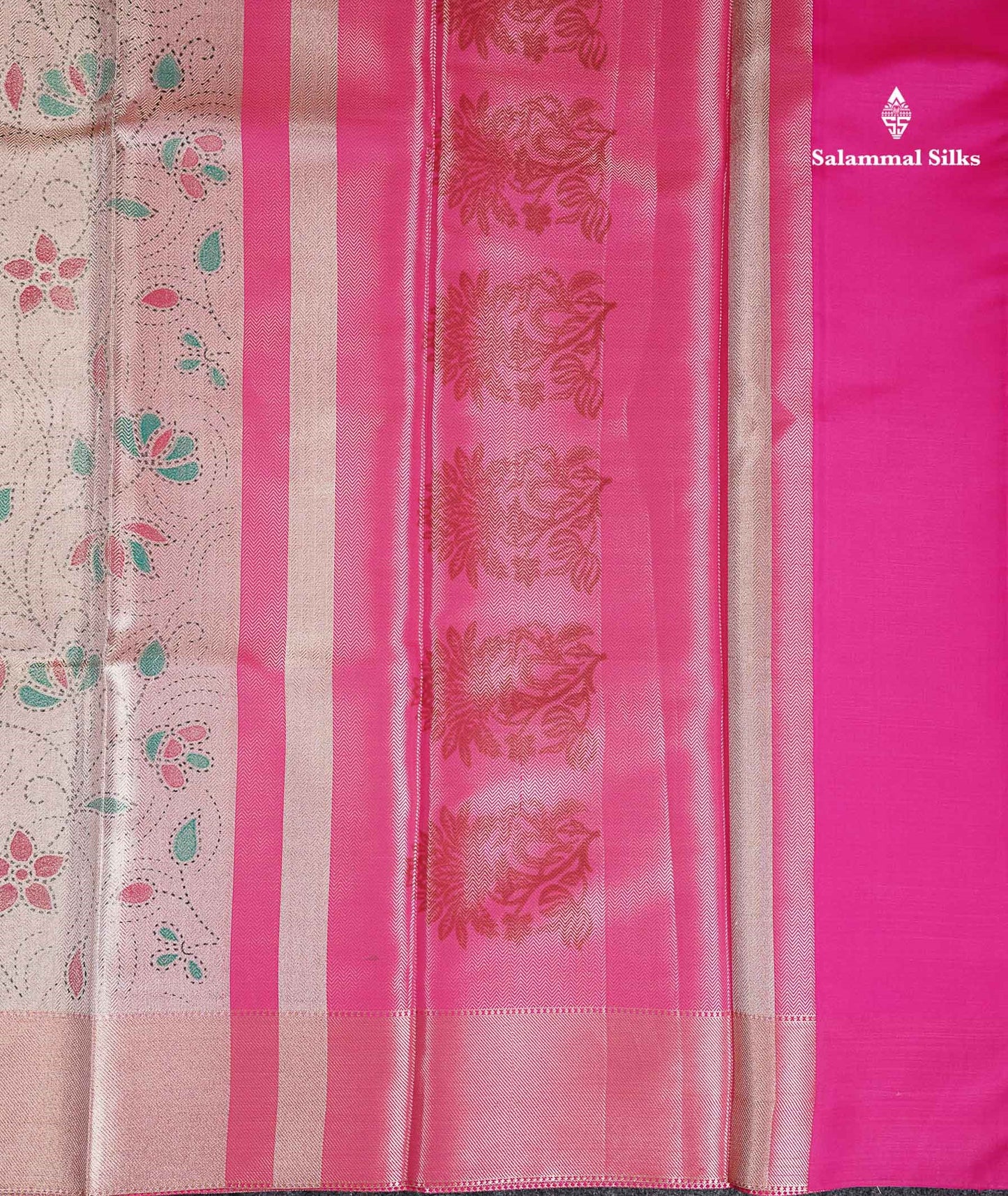 Tissue Saree - Baby Pink Printed Jyothika Celebrity Saree Along With Contrast Pink Blouse