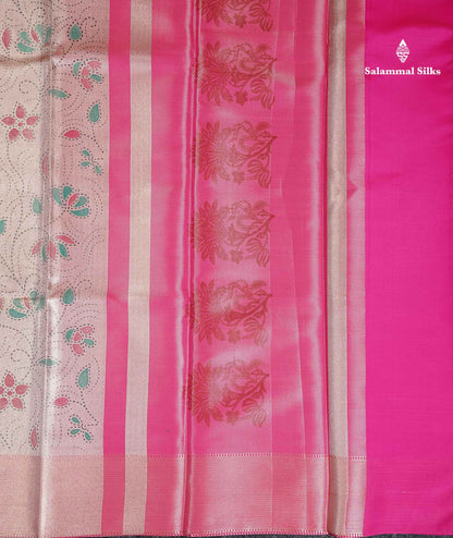 Tissue Saree - Baby Pink Printed Jyothika Celebrity Saree Along With Contrast Pink Blouse
