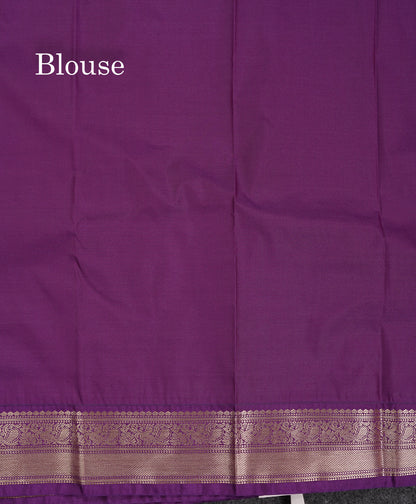 Beautiful Cream Sandal Semi Silk Saree With Contrast Dark Purple Traditional Medium Border