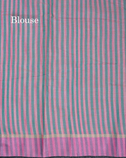 Beautiful Sea Blue Semi Tussar Fancy Saree With Contrast Sky Blue Border