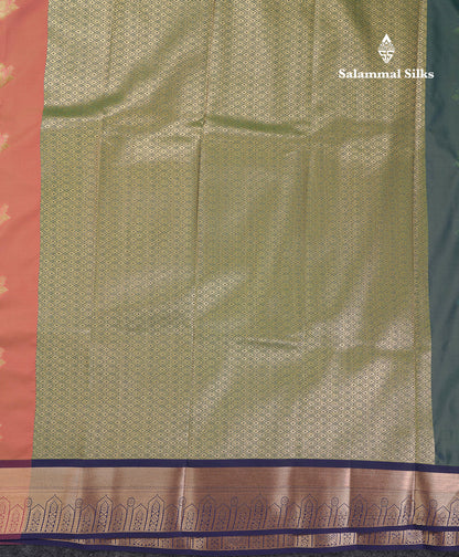 Beautiful Chocolate Semi Silk Saree With Contrast Dual Tone Green Blouse