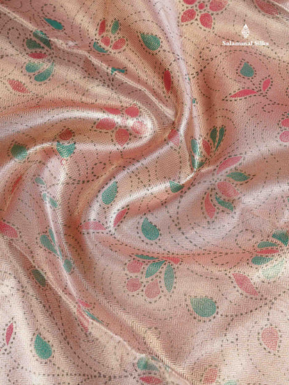 Tissue Saree - Baby Pink Printed Jyothika Celebrity Saree Along With Contrast Pink Blouse