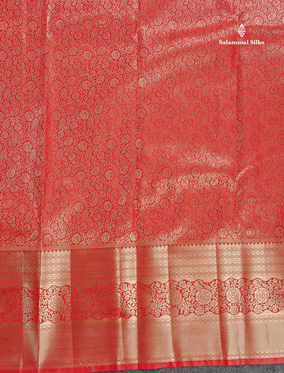 Bridal Semi Silk Saree - Chilly Red Colour Body With Traditional Evening Morning Border