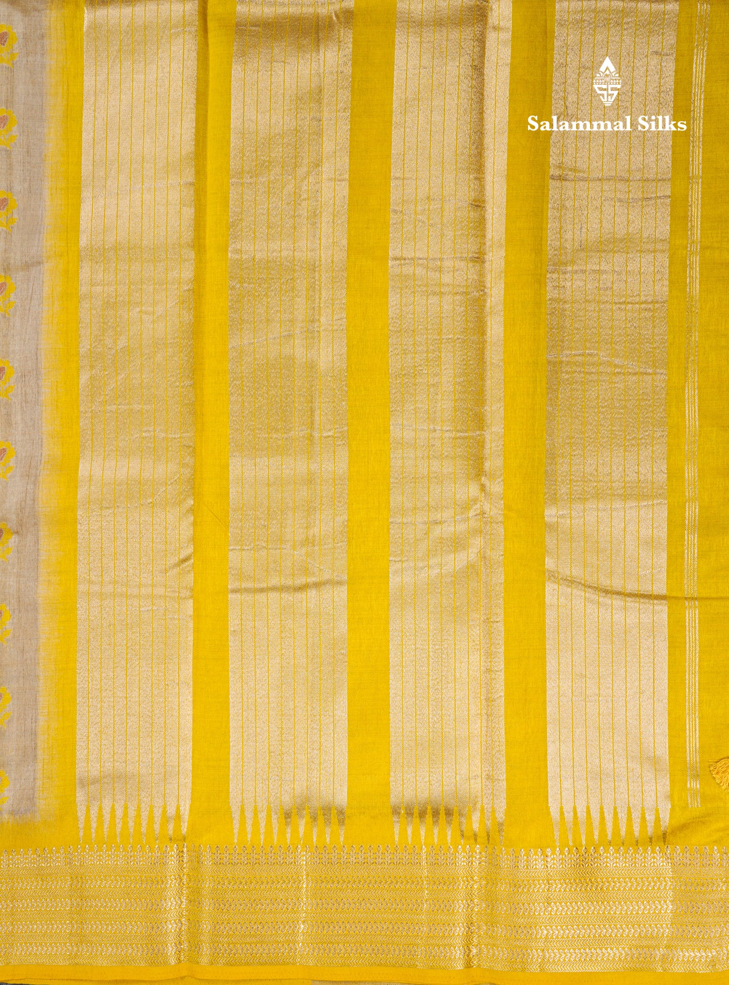 Light Chocolate Colour Semi Tussar Saree With Contrast Yellow Border