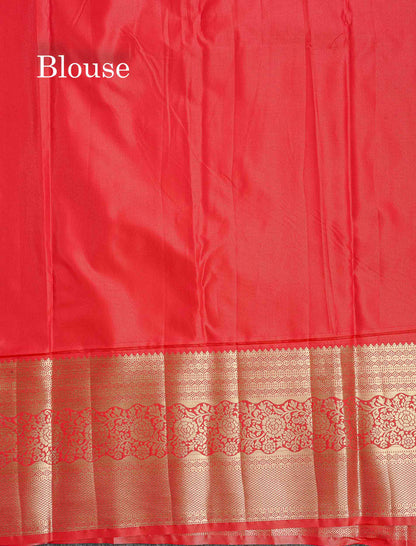 Bridal Semi Silk Saree - Chilly Red Colour Body With Traditional Evening Morning Border