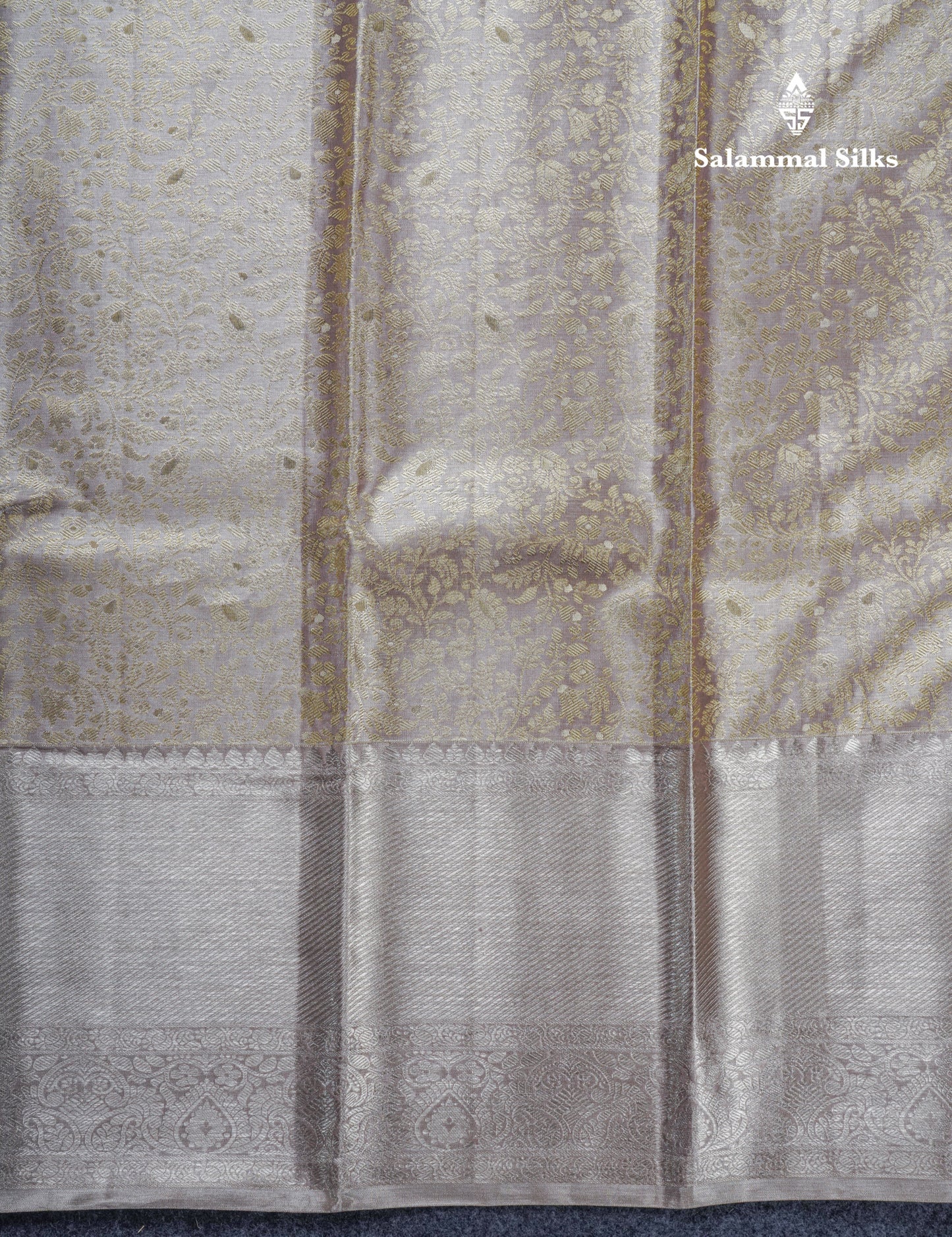 Light Lavender Tissue Bridal Pure Kanjivaram Silk Saree With Blouse