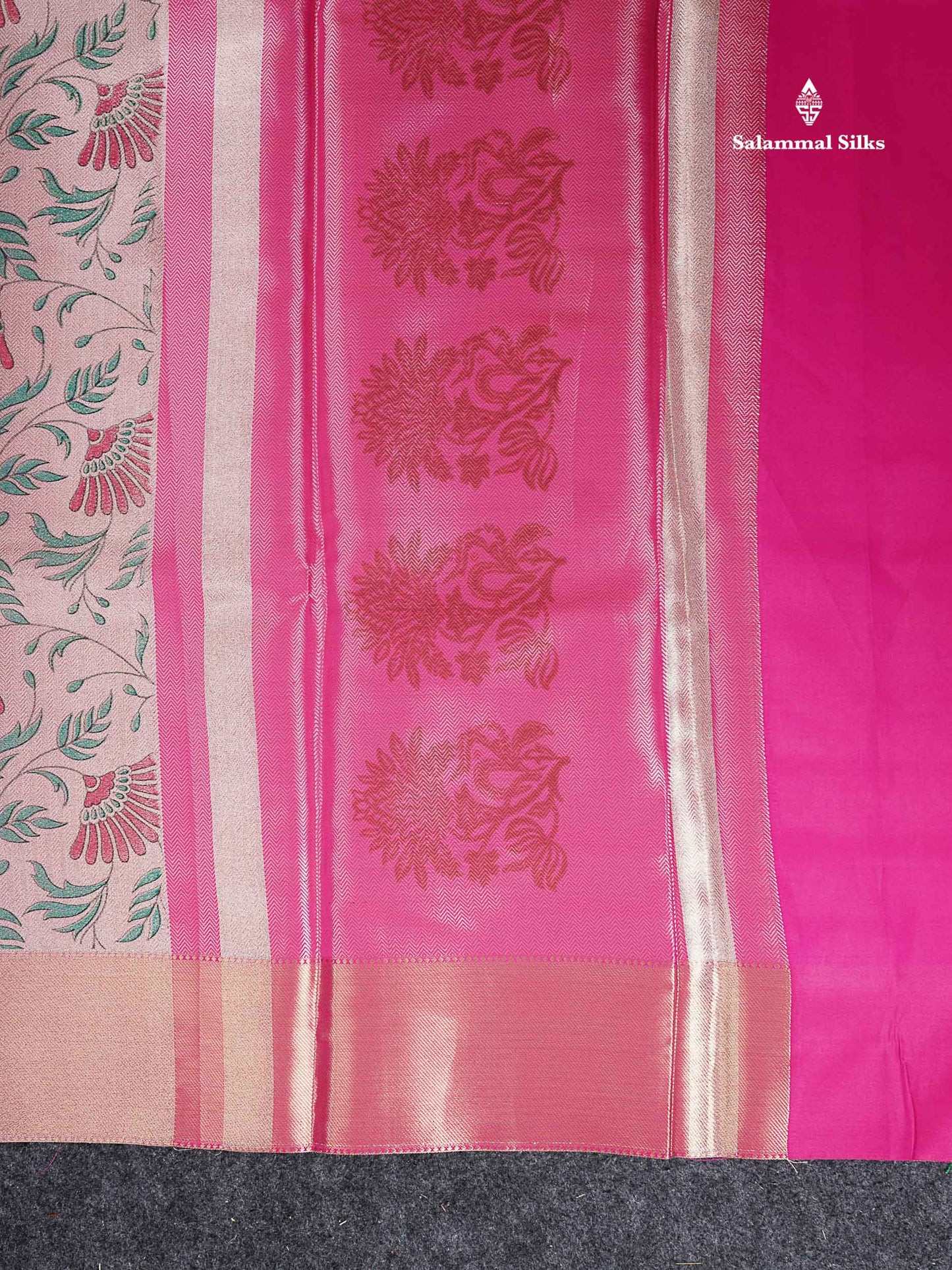 Tissue Saree - Baby Pink Printed Jyothika Celebrity Saree Along With Contrast Pink Blouse