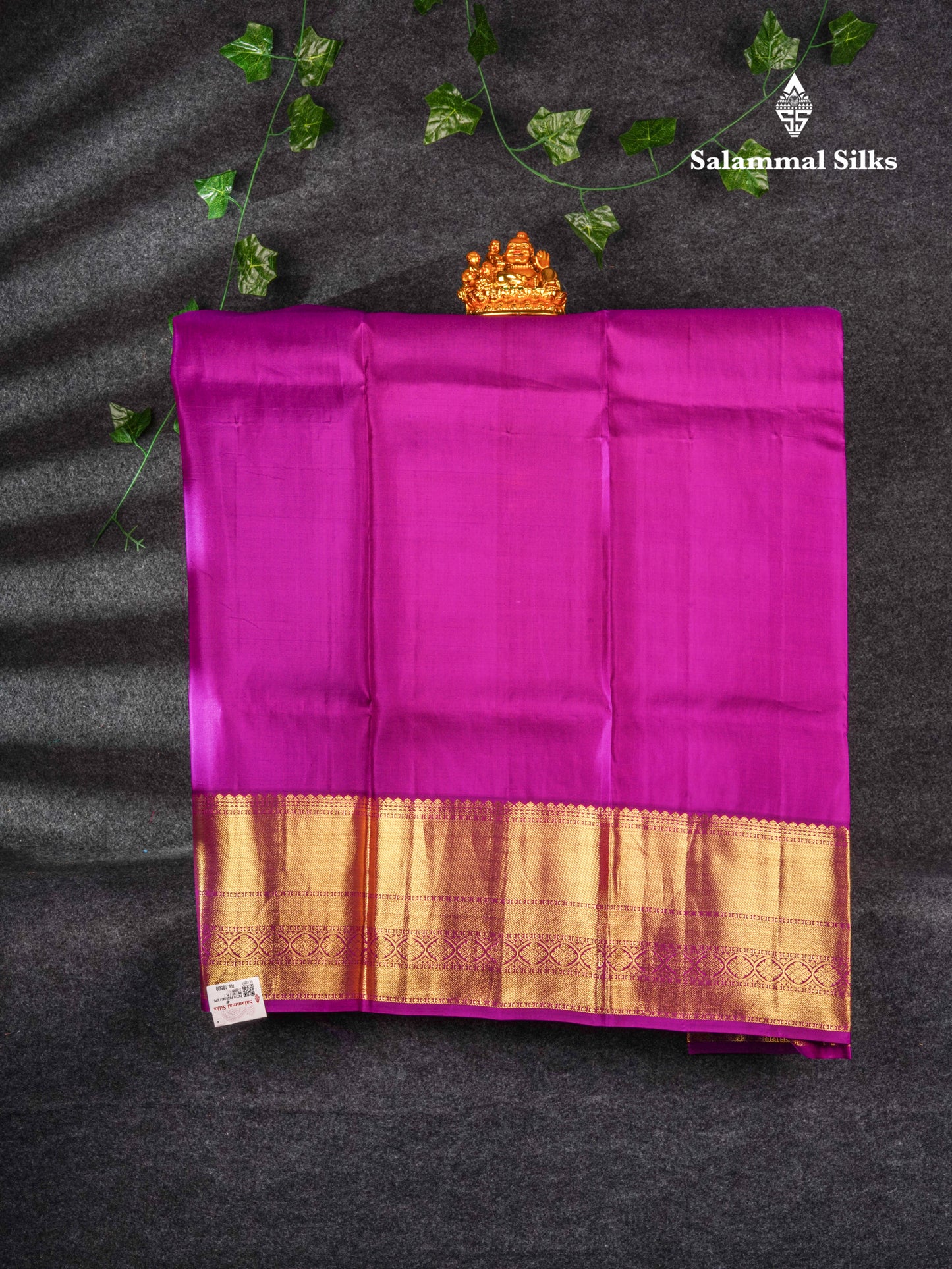 Pure Silk Pattu Pavadai ( Peach ) With Magenta Blouse 44"