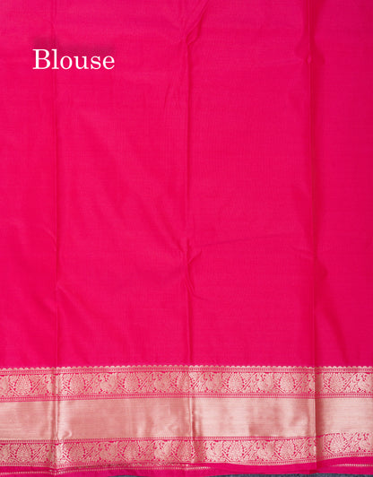 Parrot Green Semi Silk Saree With Contrast Pink Blouse