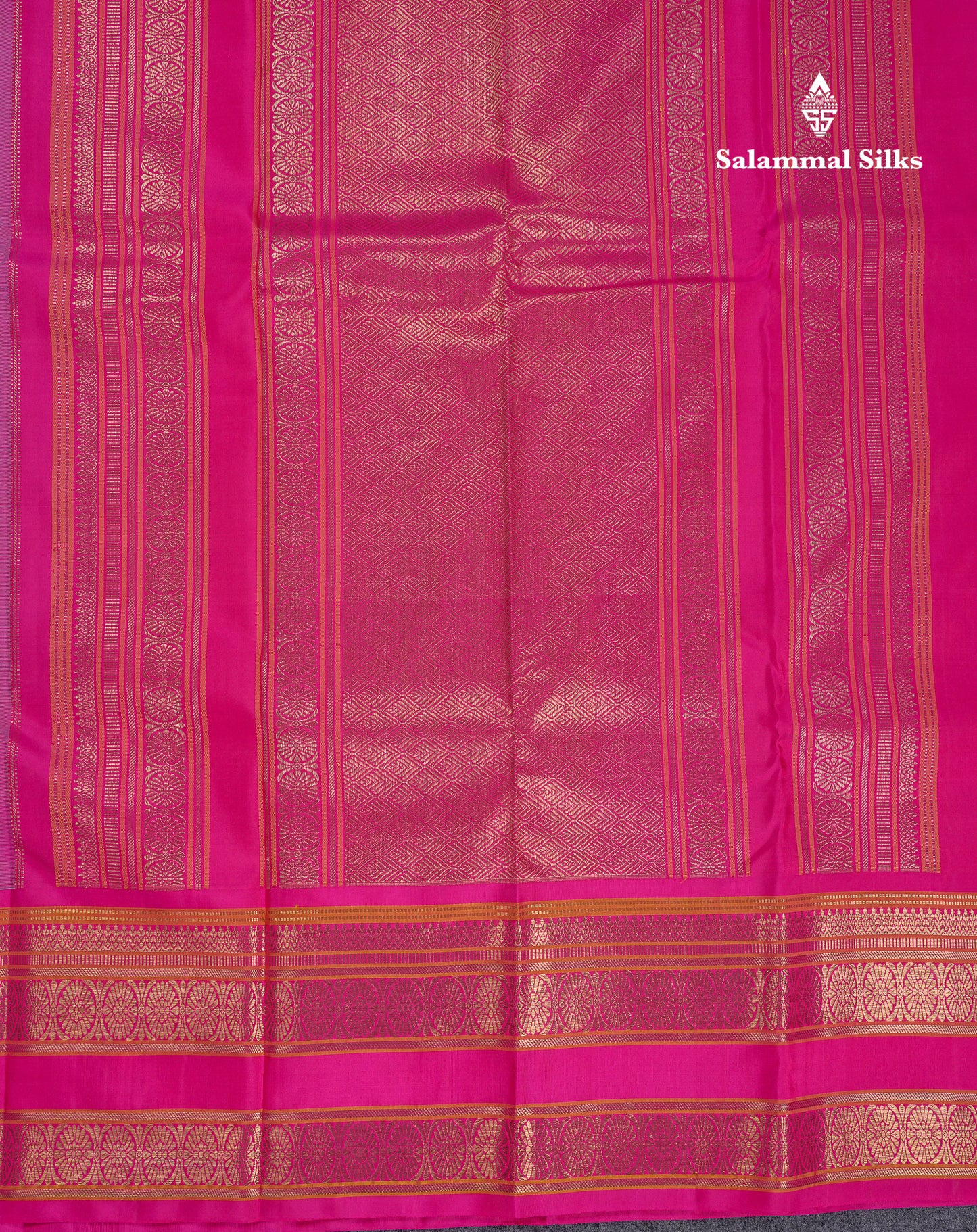 Beautiful Sapphire Blue Pure Kanjivaram Silk Saree With Contrast Pink Traditional Border
