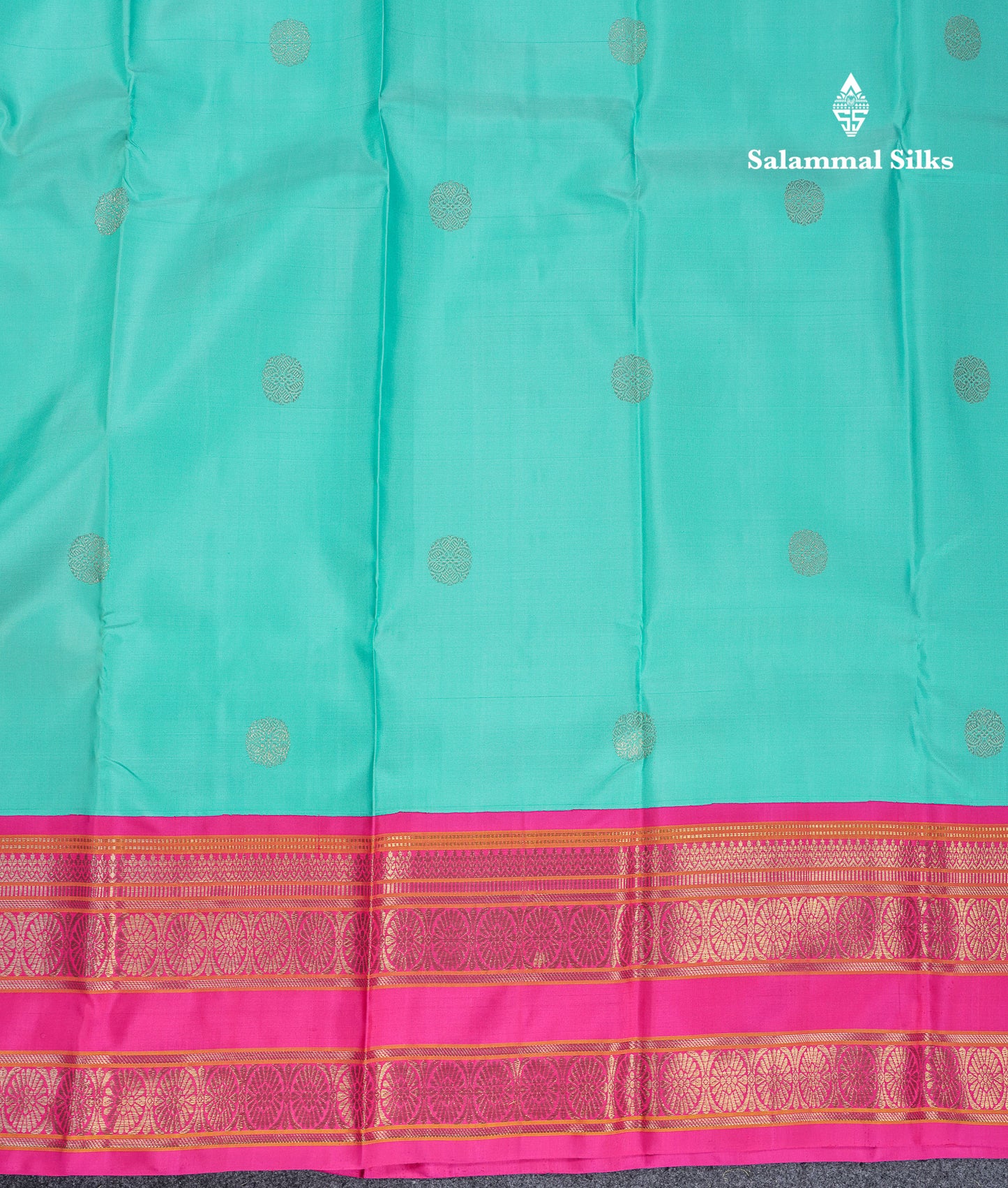 Beautiful Sapphire Blue Pure Kanjivaram Silk Saree With Contrast Pink Traditional Border