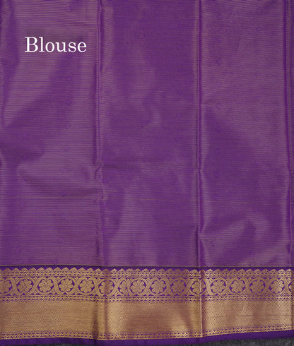 Beautiful Dual Tone Pink Vaira Oosi Lines With Butta Semi Silk Saree With Contrast Violet Traditional Border