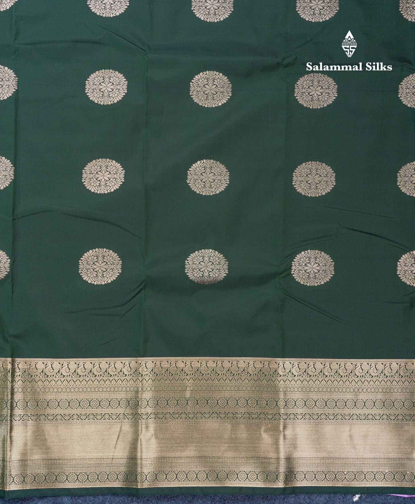 Bottle Green Semi Silk Saree With Traditional Evening Morning Border