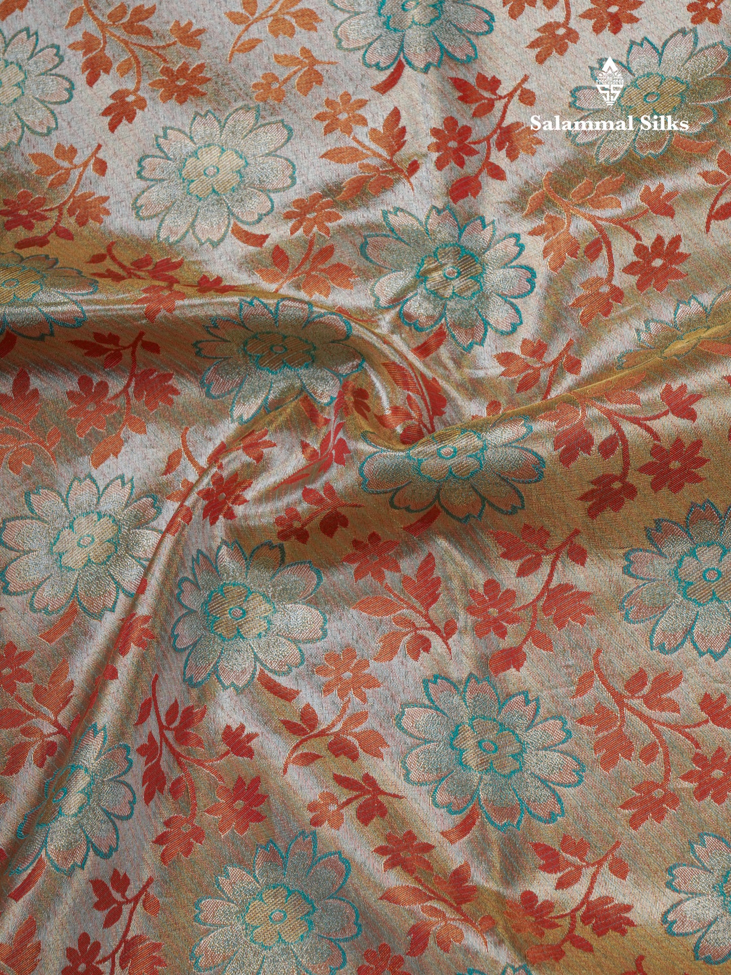 Cream Tissue Bridal Pure Kanjivaram Silk Saree With Sapphire Green Border