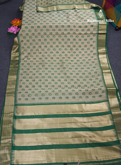 Light Chocolate Colour Semi Tussar Saree With Contrast Yellow Border