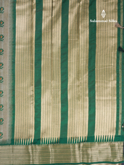 Light Chocolate Colour Semi Tussar Saree With Contrast Yellow Border