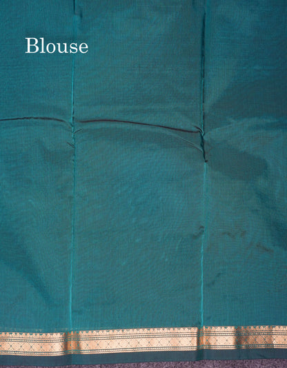 Beautiful Bottle Green Semi Silk Saree With Traditional Small Border