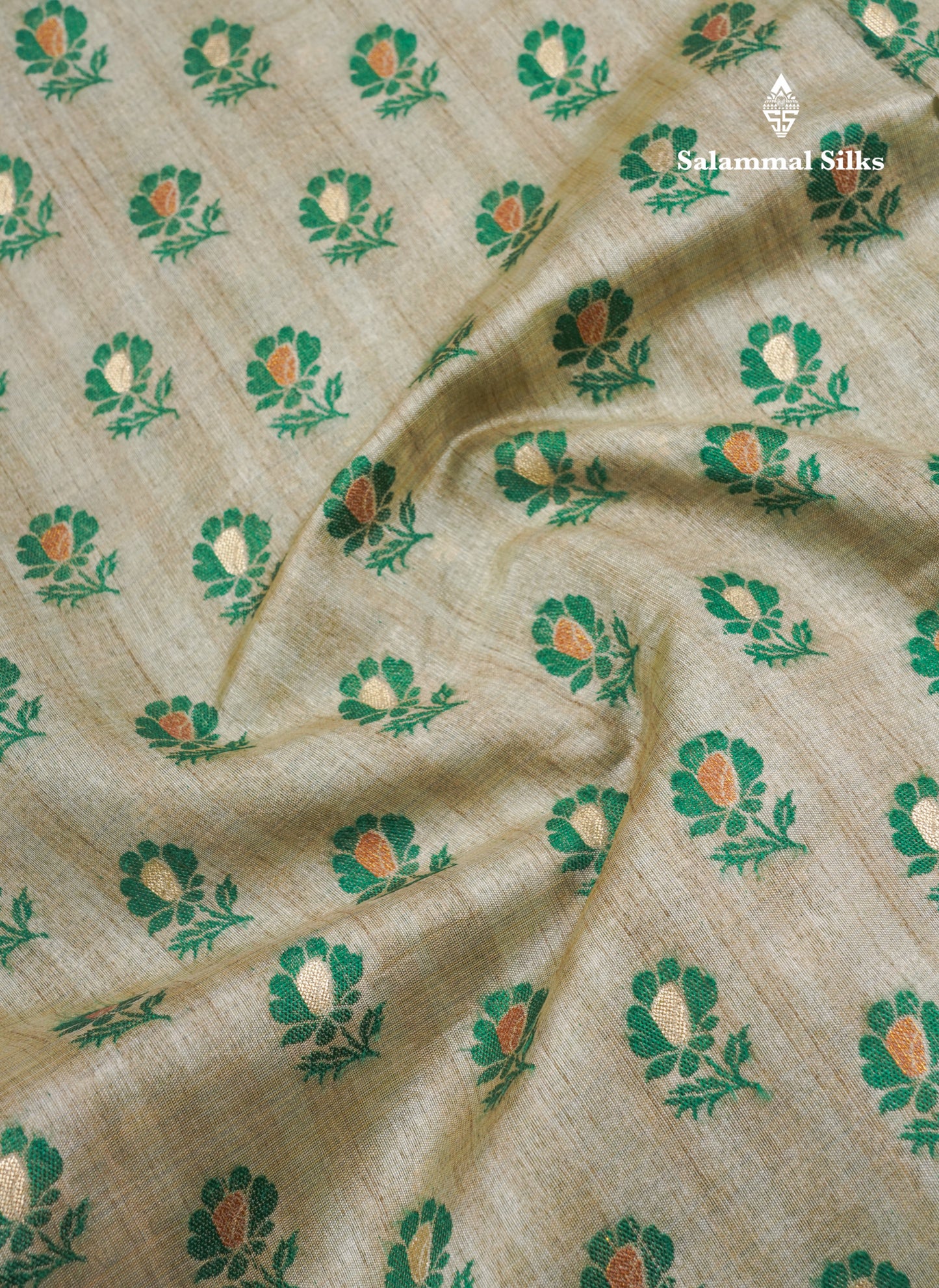Light Chocolate Colour Semi Tussar Saree With Contrast Yellow Border
