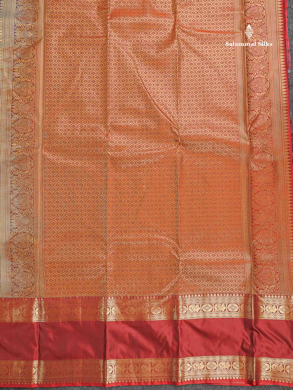 Semi Silk Saree - Light Chocolate Brown Colour Body Small Checks With Butta & Deep Wine Traditional Gap Border