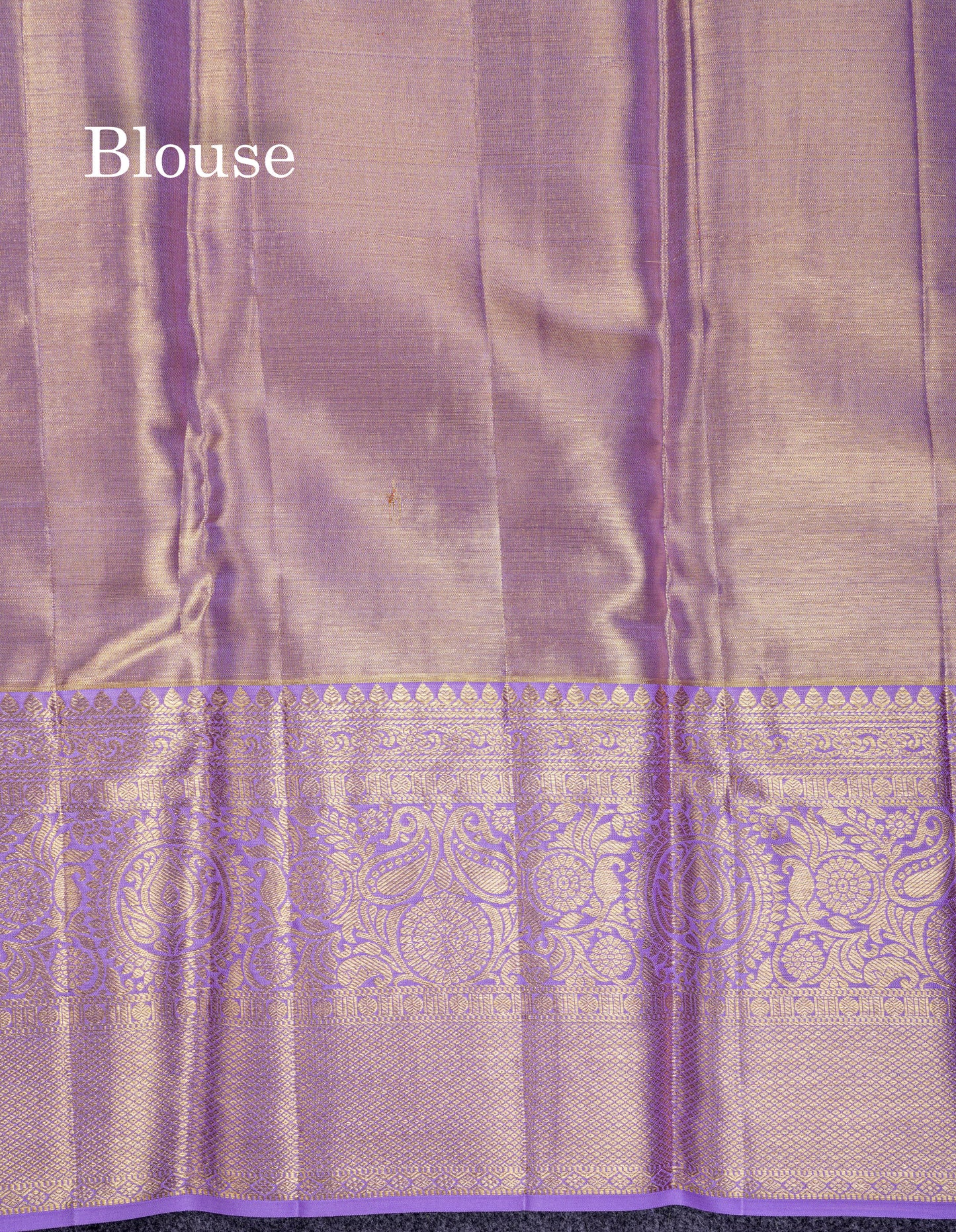 Beautiful Gold Tissue Bridal Pure Kanjivaram Silk Saree With Contrast Lavender Traditional Border