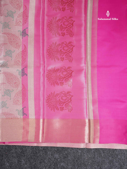 Tissue Saree - Baby Pink Printed Jyothika Celebrity Saree Along With Contrast Pink Blouse