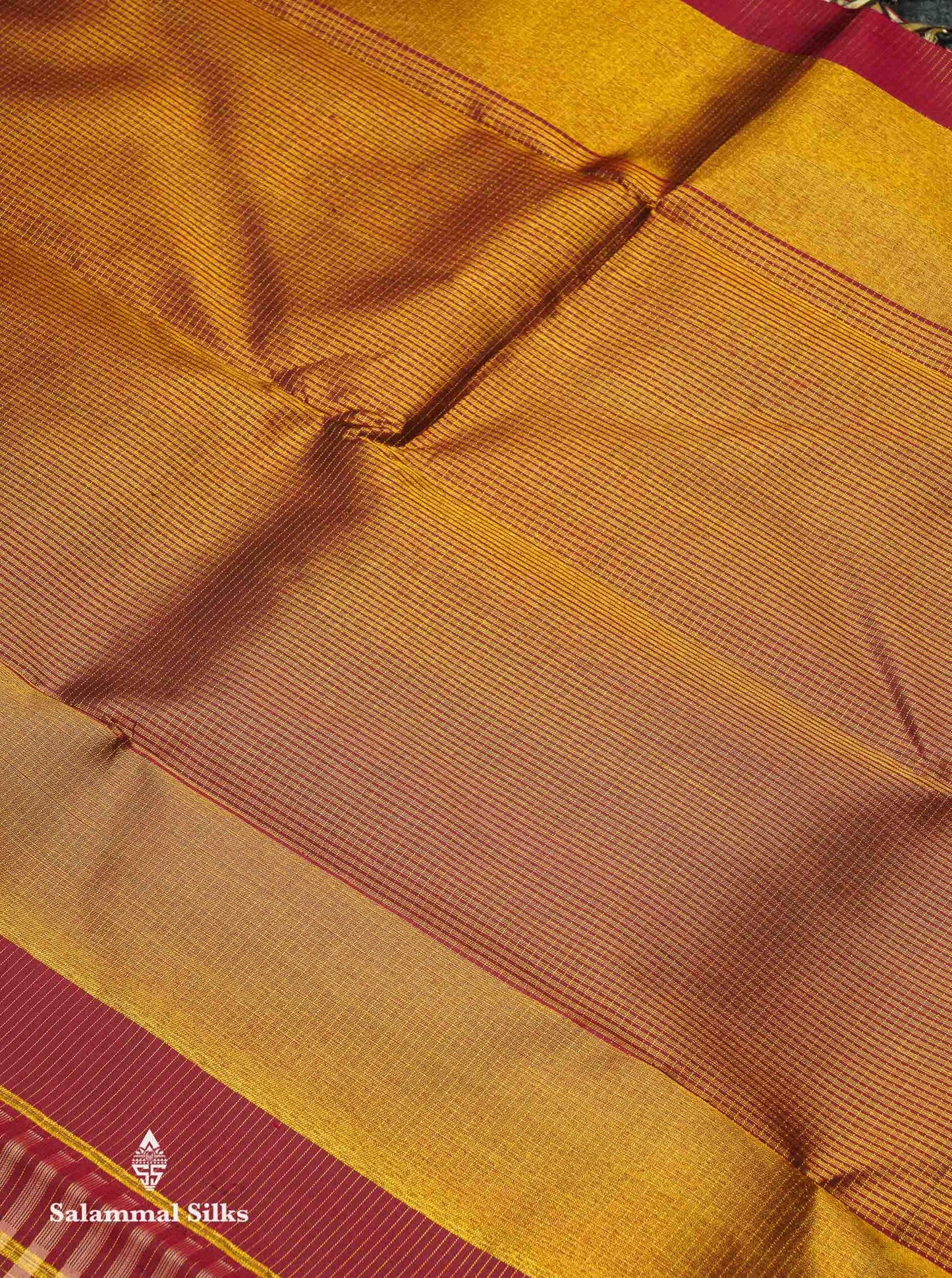 Beautiful Multicolour Small Vaira Oosi Checks Pure Kanjivaram Silk Saree With Contrast Dark Maroon One Side Long Border