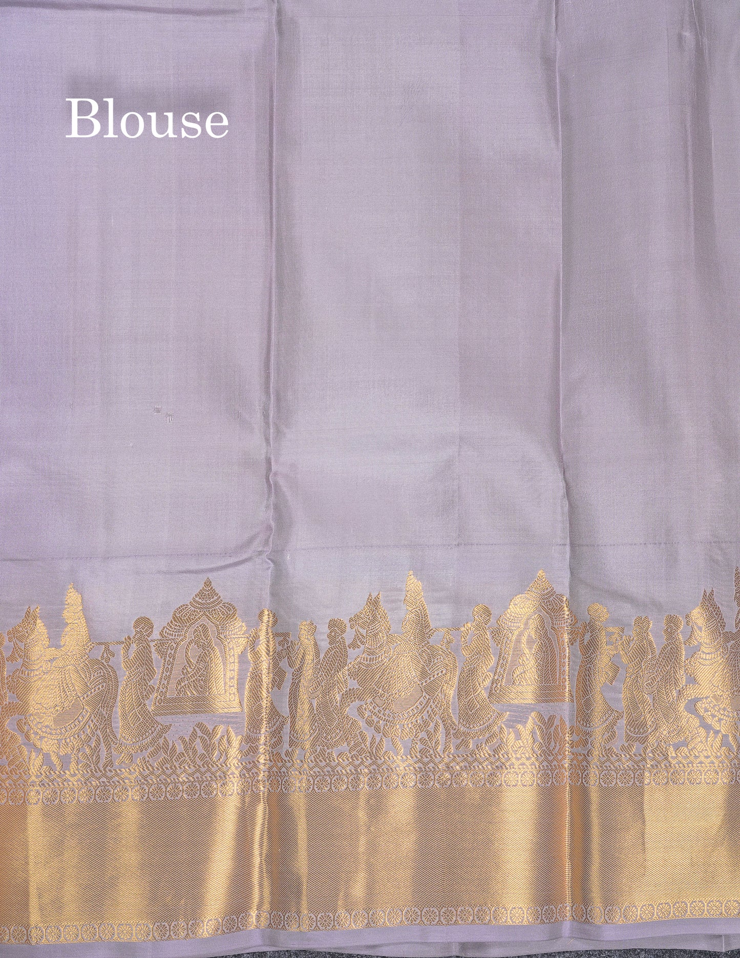 Beautiful Light Grey Plain Pure Kanjivaram Silk Saree With Traditional Pallaku Border