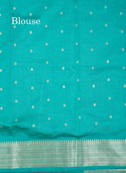 Light Sandal Semi Tussar Saree With Contrast Parrot Green Border
