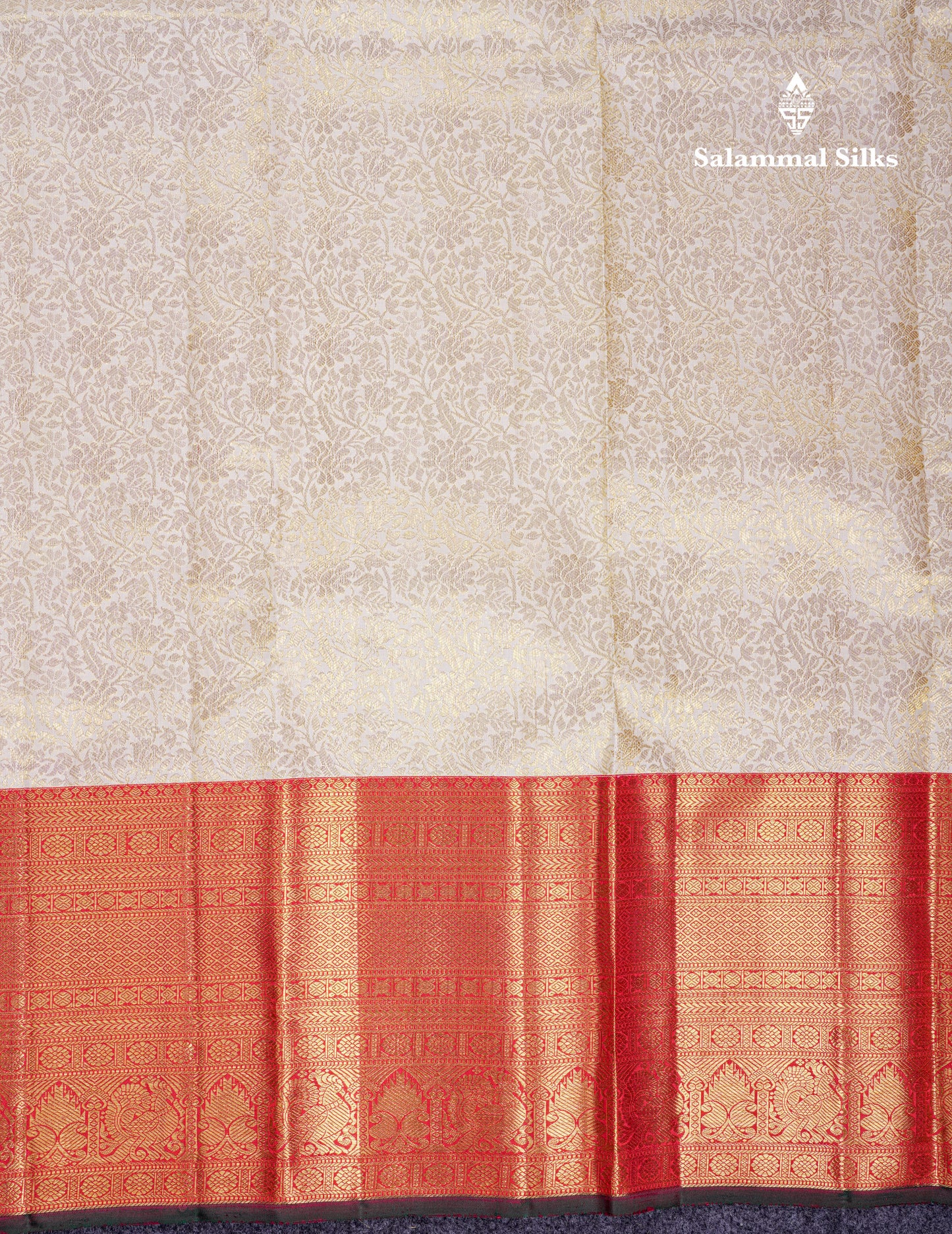 Beautiful Half White Bridal 2G Pure Kanjivaram Silk Saree With Contrast Red Traditional Evening Morning Border
