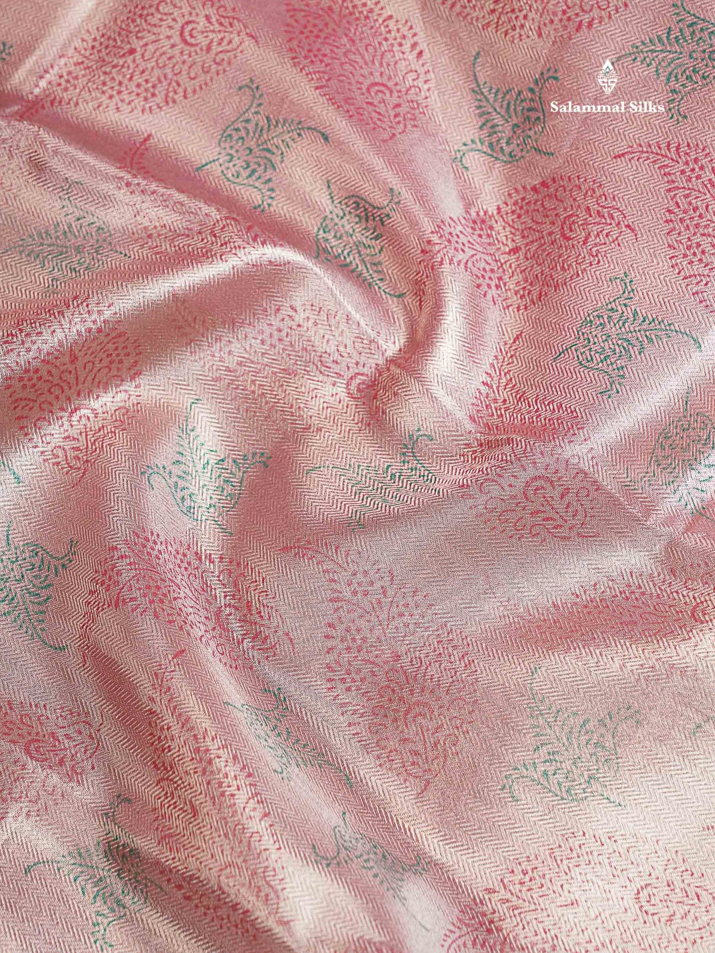 Tissue Saree - Baby Pink Printed Jyothika Celebrity Saree Along With Contrast Pink Blouse