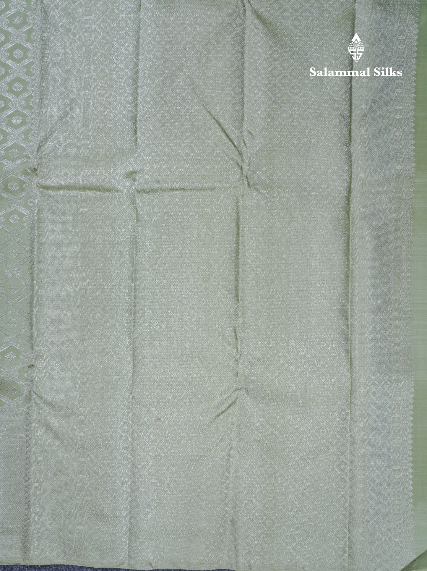 Pista Green Bridal Pure Kanjivaram Silk Saree With Silver Zari Long Border