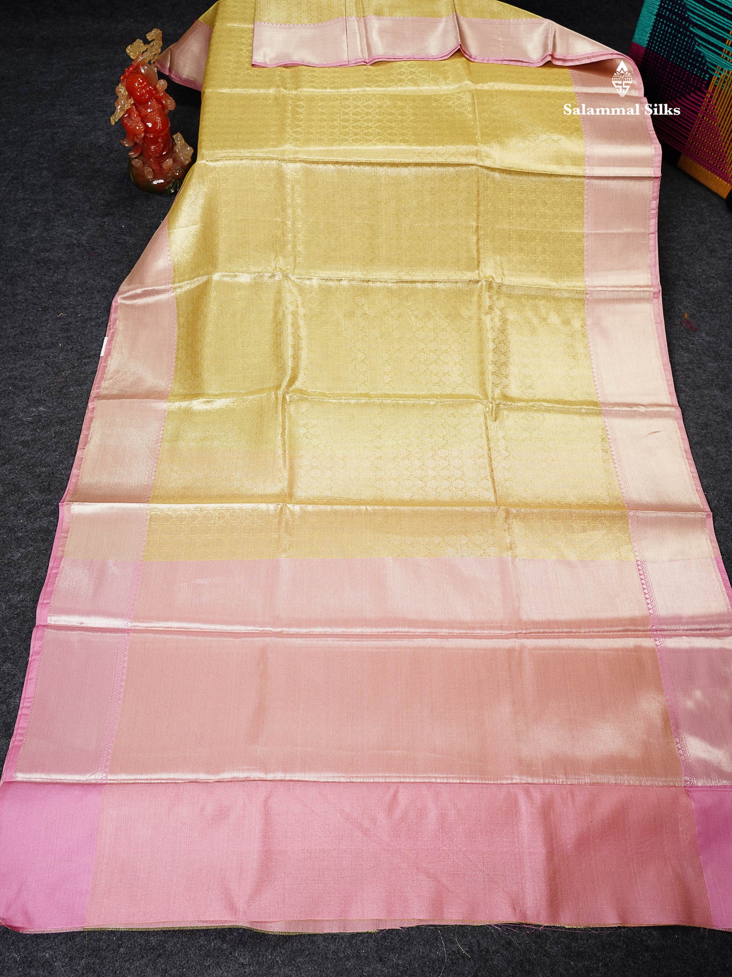 Tissue Saree - Celebrity Light Gold With Baby Pink Grand Blouse
