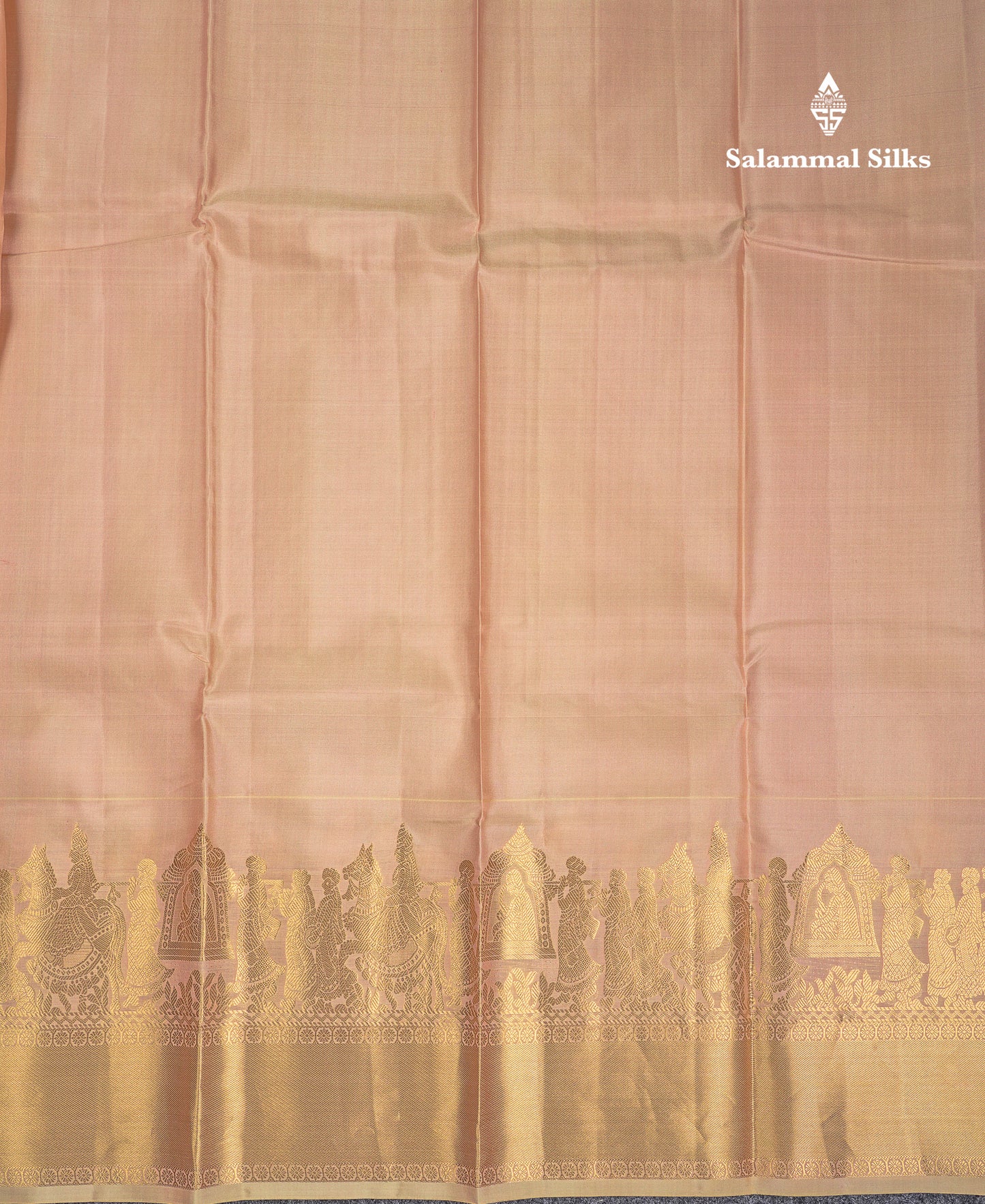 Beautiful Light Grey Plain Pure Kanjivaram Silk Saree With Traditional Pallaku Border